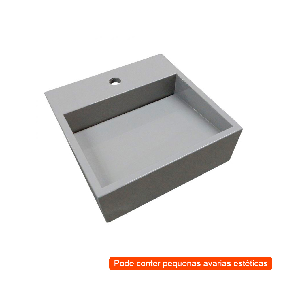 [OUTLET] Cuba para Banheiro Quadrada Jade Chumbo 40x40 cm