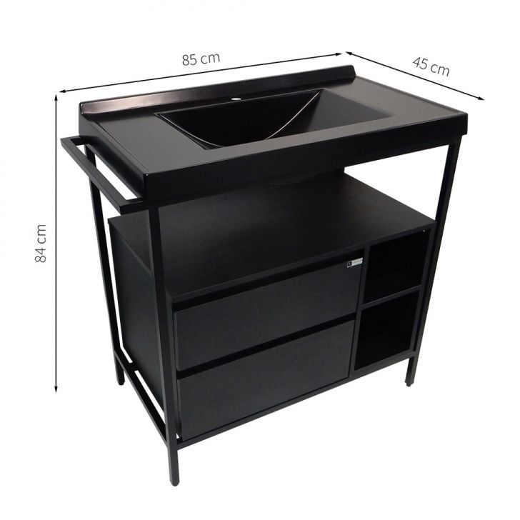 [OUTLET] Gabinete de Banheiro com Cuba Malta 2 GV Preto