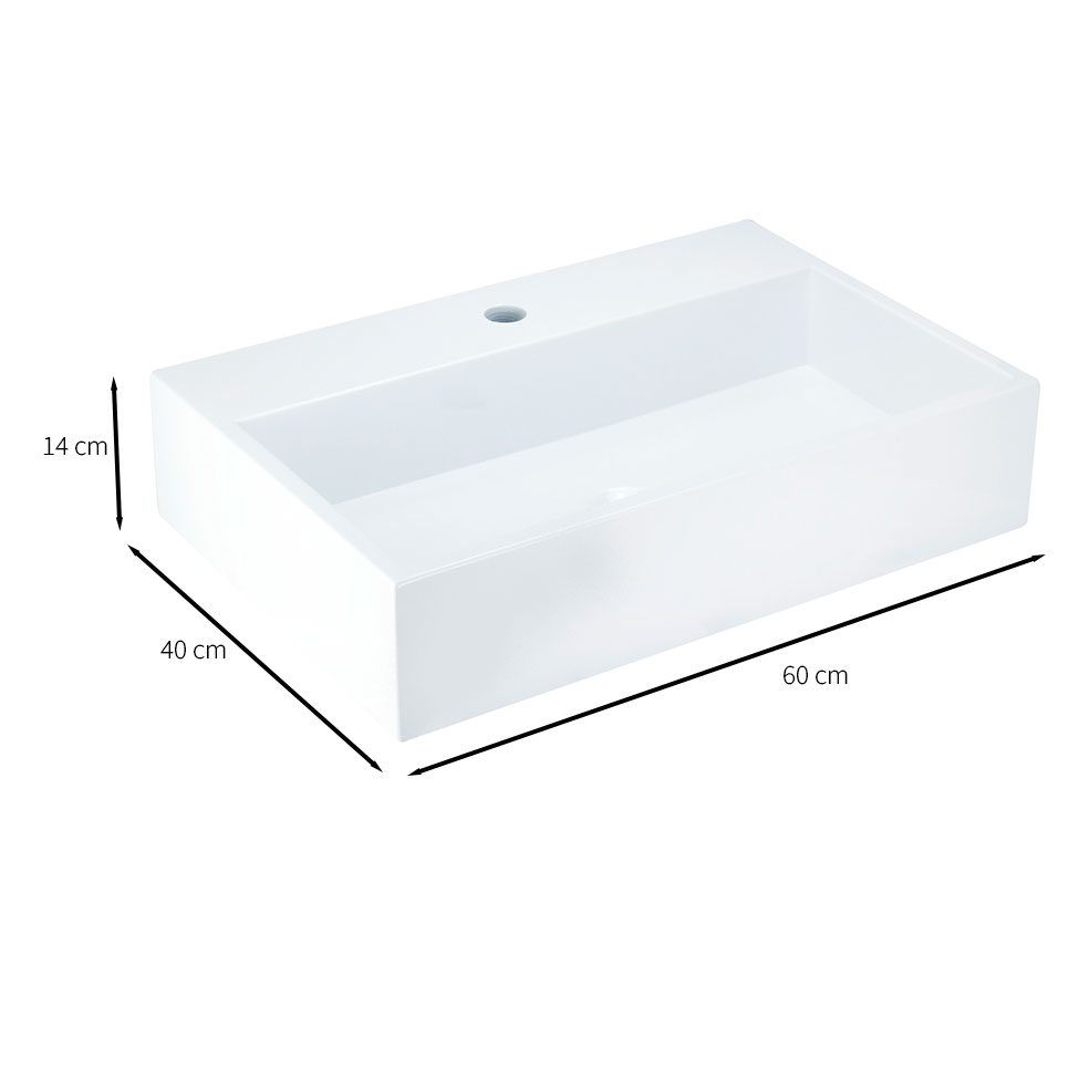 Cuba para Banheiro Retangular Esmeralda Branca 60x40 cm