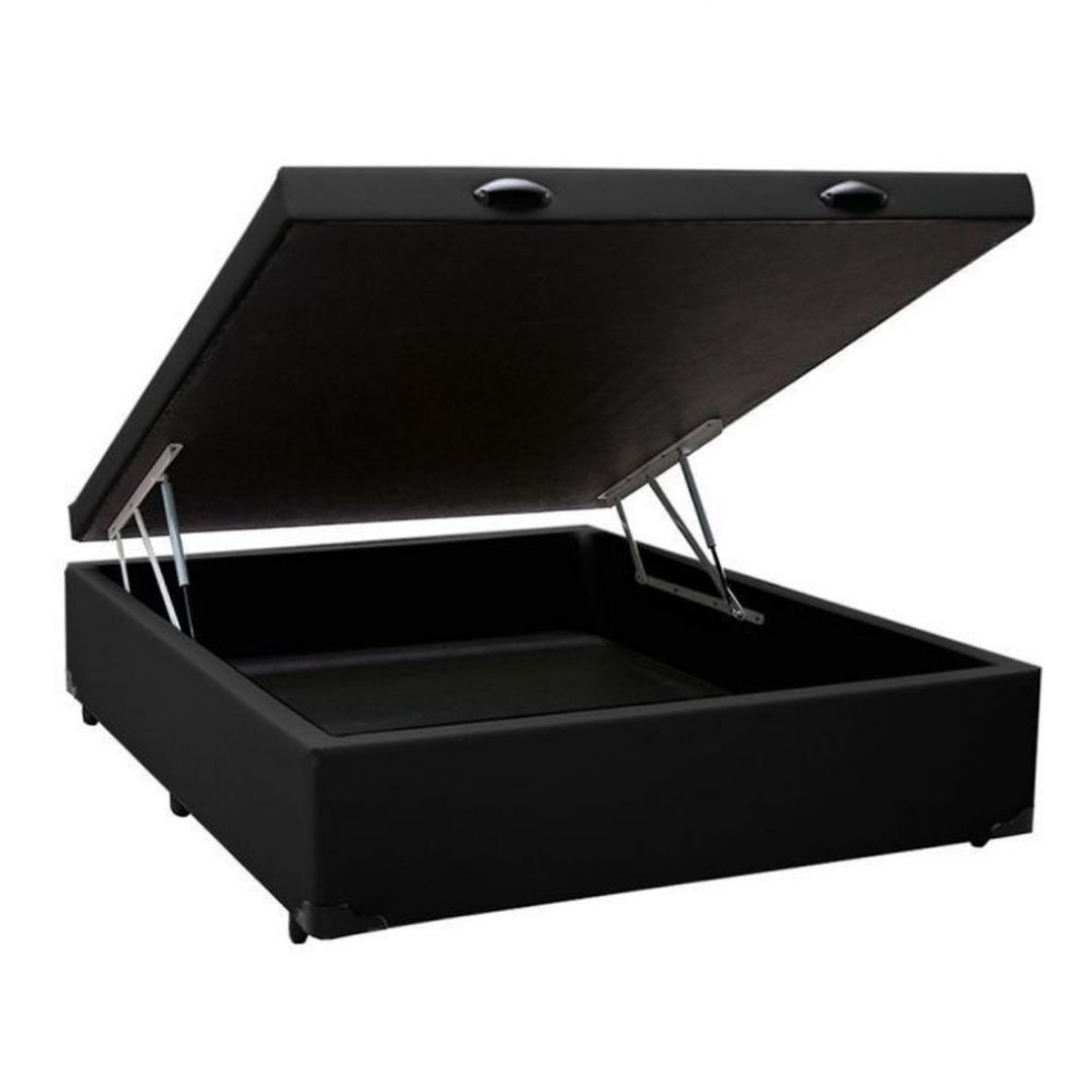 Base Baú Viúva - Corino Preto p/ Colchão 1,28cm X 1,88cm