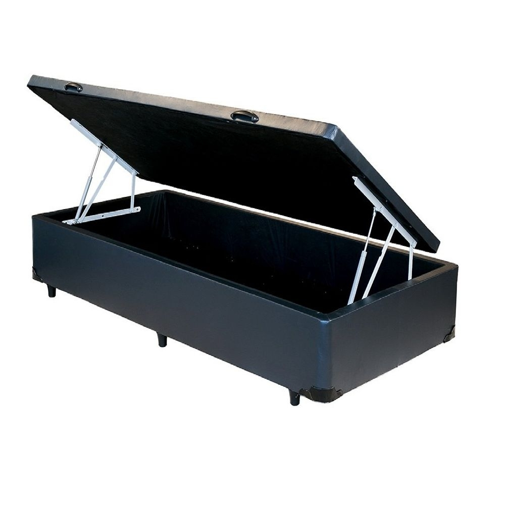 Box Baú Solteiro 0,88x1,88cm Corino Preto
