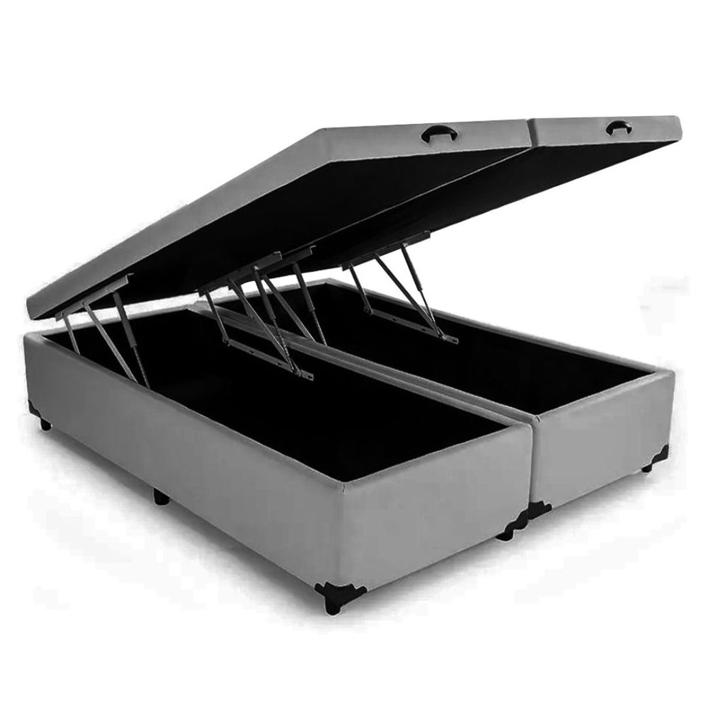 Cama Baú King Corino Cinza 1,92x2,03cm