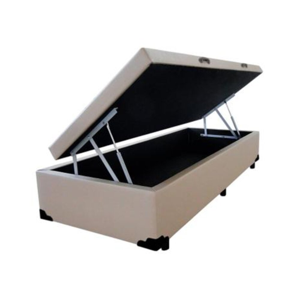 Cama Box Solteiro Baú 0,88x1,88 Corino Bege