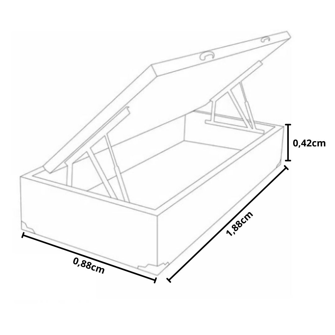 Cama Box Solteiro Baú 0,88x1,88 Corino Bege