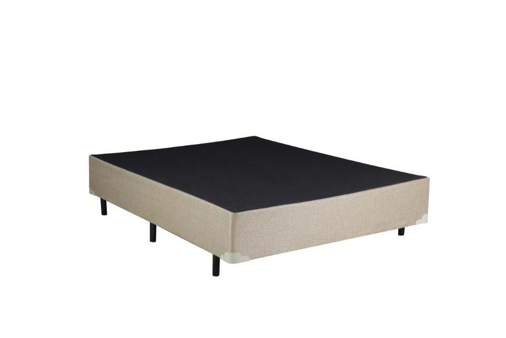 Cama Box de Casal + Colchão Molas Ensacadas de Chenille Bege