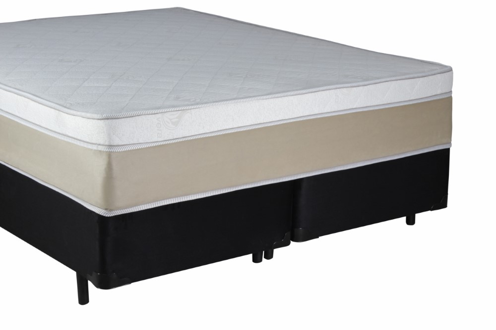 Cama Queen Baú com colchão Suede Bege Monterey