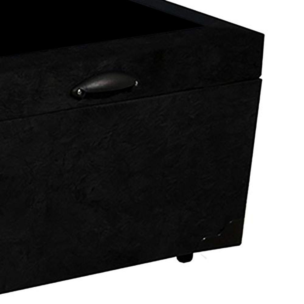Cama Solteirão Box Baú  P/ Colchão 0,96cm x 2,03cm Suede Preto