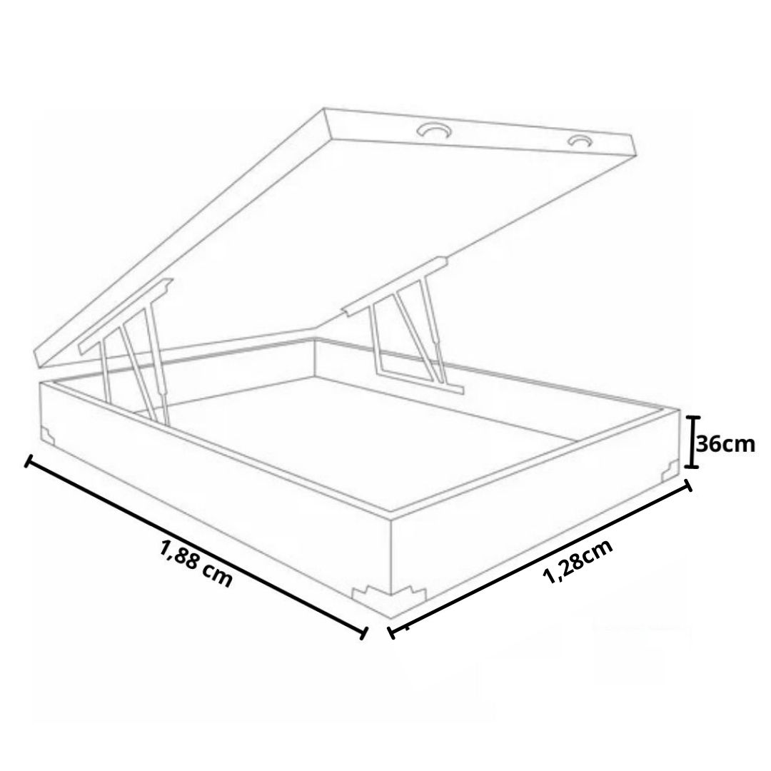 Cama Viúva Box Baú 1,28x 1,88 Corino Branco