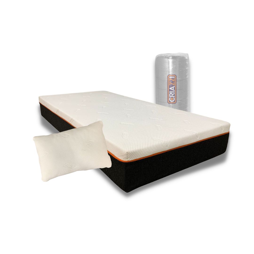 Colchão Solteiro Molas Ensacadas 88 x 188 cm Macio + Travesseiro Modelo Criazzi