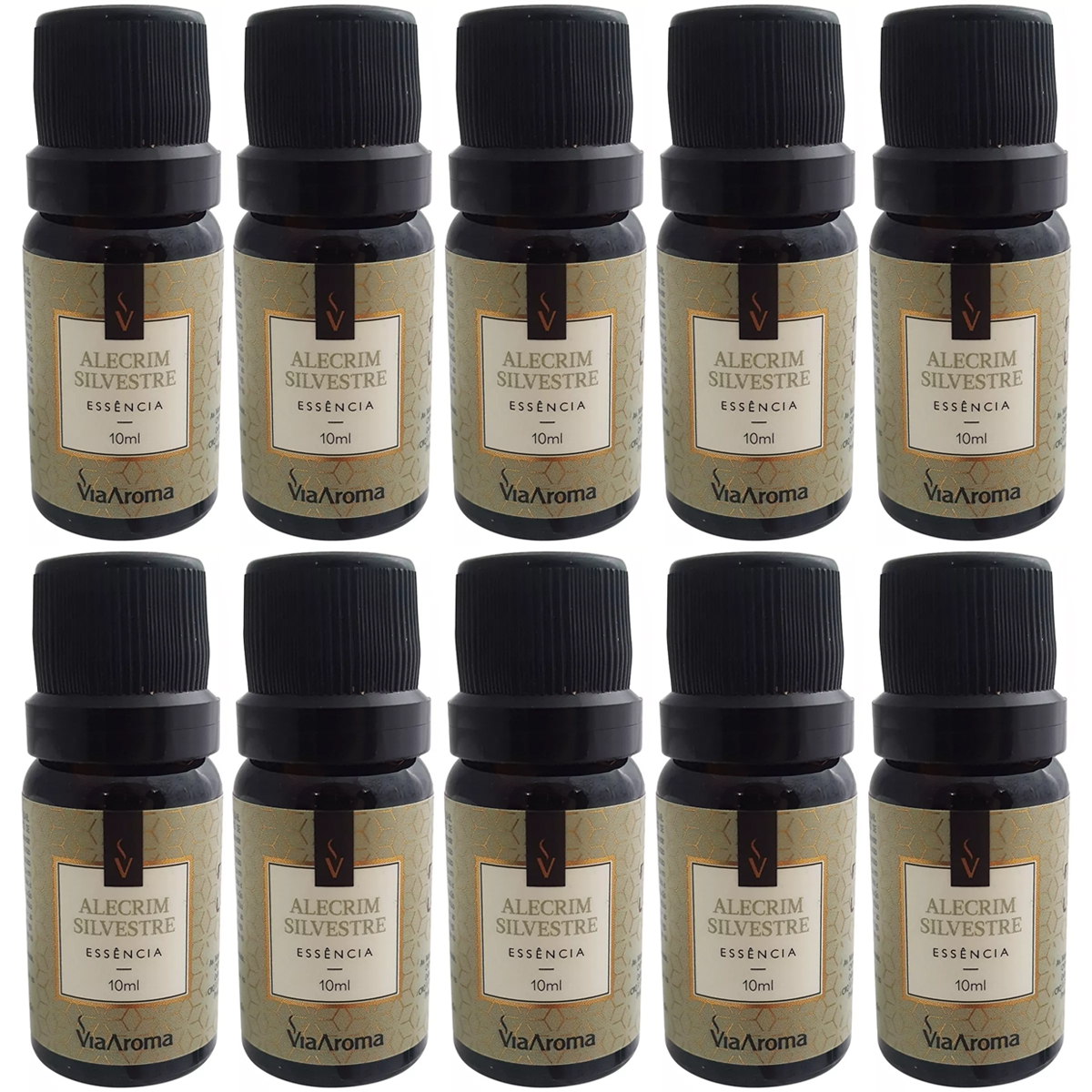 Kit 10 Essências de Aromatizador Via Aroma Aromaterapia 10ml Alecrim Silvestre