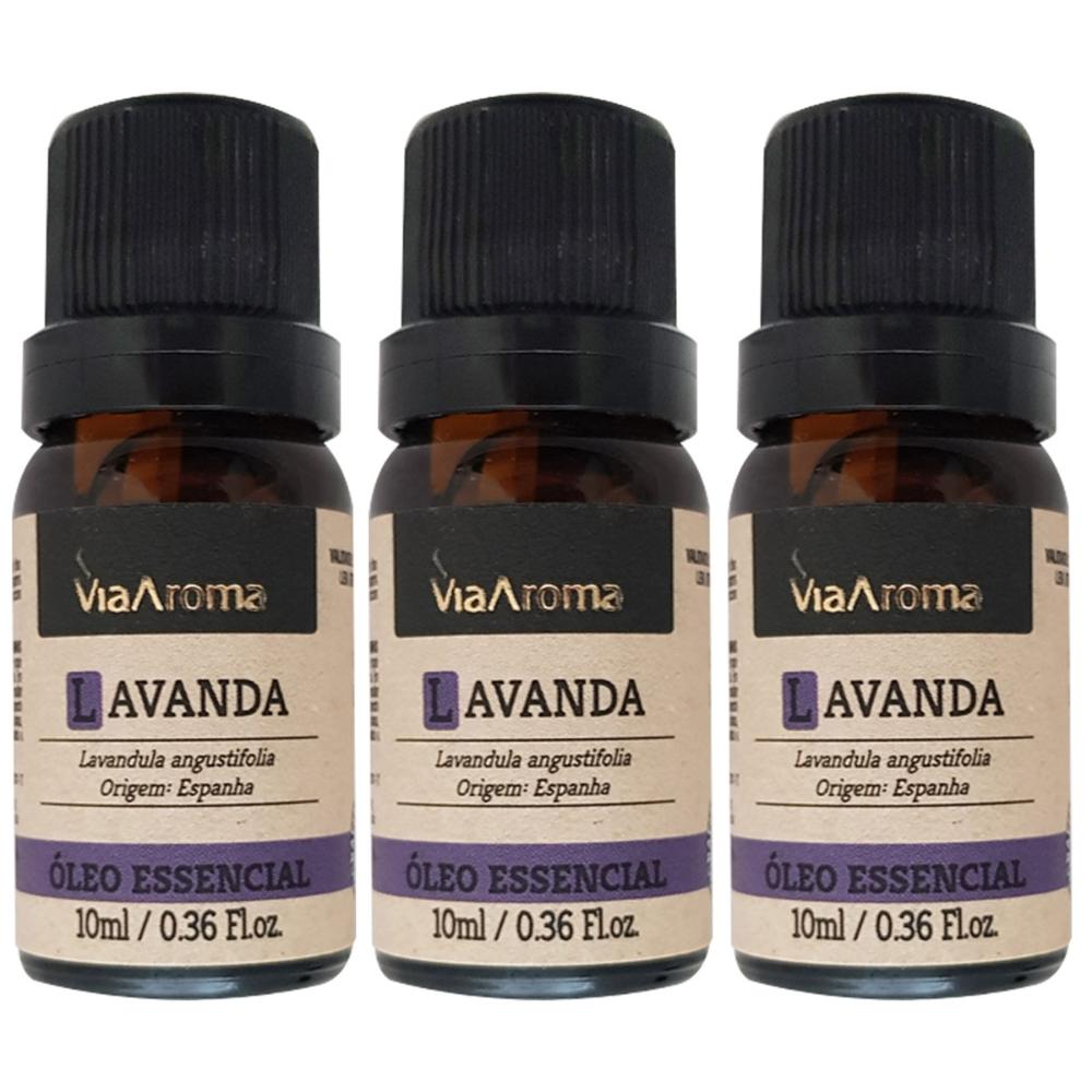 Kit 3 Óleos Essencial para Aromatizador 100% Natural Via Aroma 10ml Lavanda