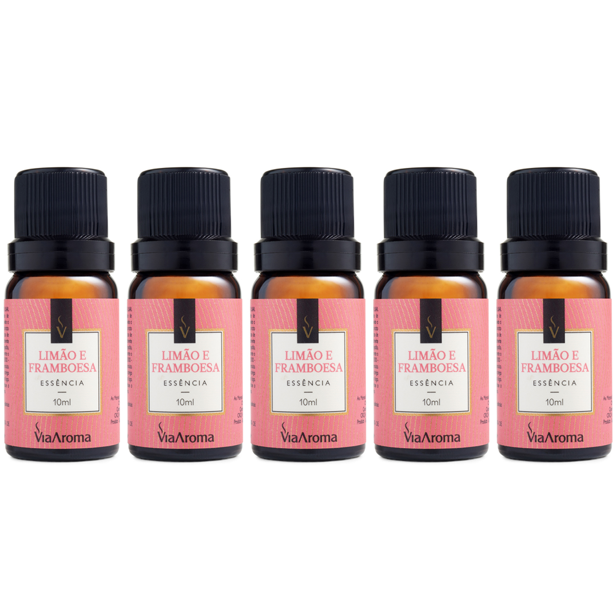 Kit 5 Essências Aromatizadoras Para Difusor Elétrico 10ml Via Aroma Limão E Framboesa