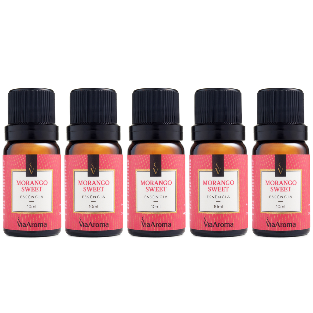 Kit 5 Essências Aromatizadoras Para Difusor Elétrico 10ml Via Aroma Morango Sweet