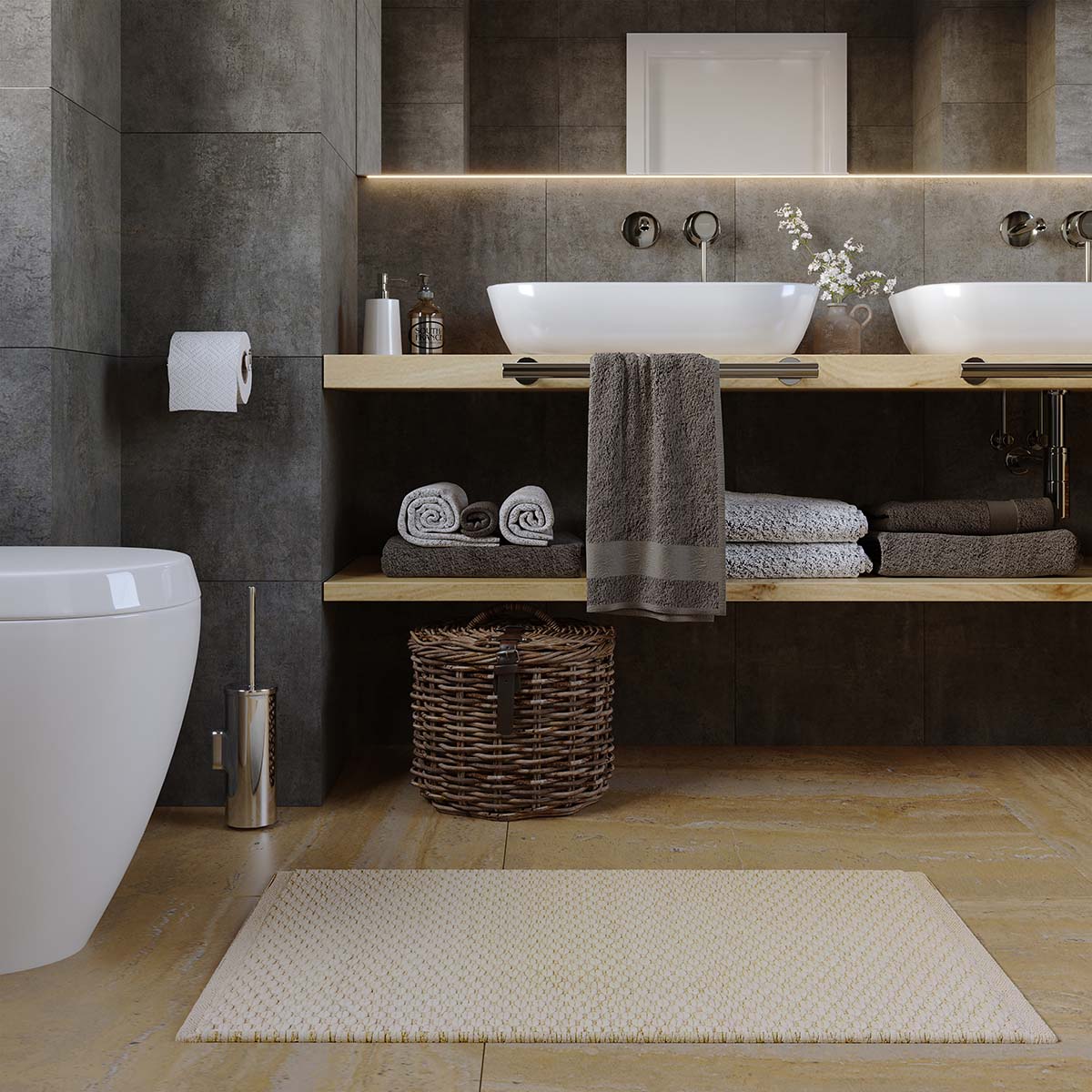 Tapete Indiano Banheiro Bliss Bege 0,50X0,80M Via Star