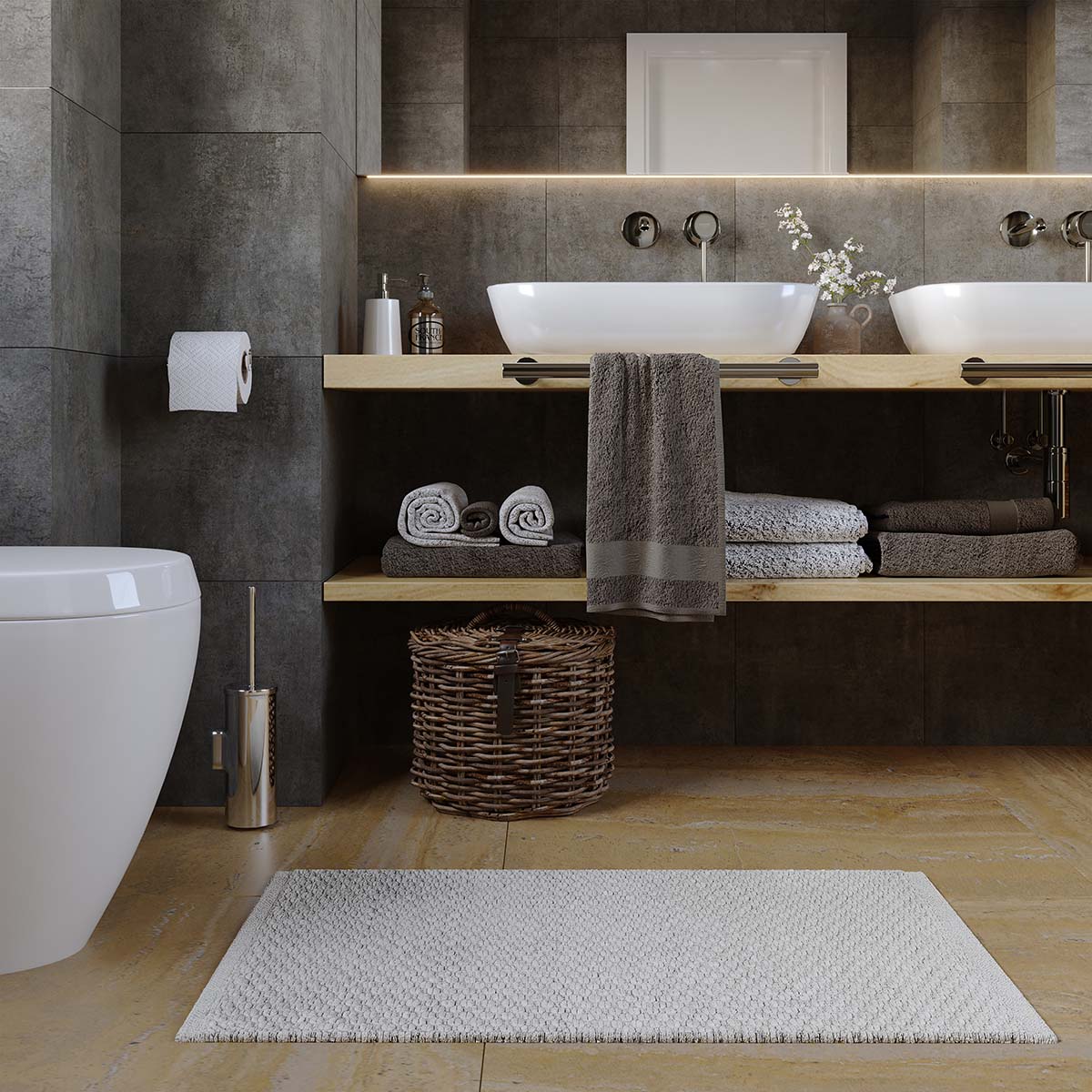 Tapete Indiano Banheiro Bliss Prata 0,50X0,80M Via Star