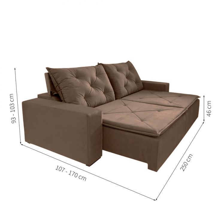 [OUTLET] Sofá 4 Lugares Retrátil e Reclinável Barcelona Suede Marrom