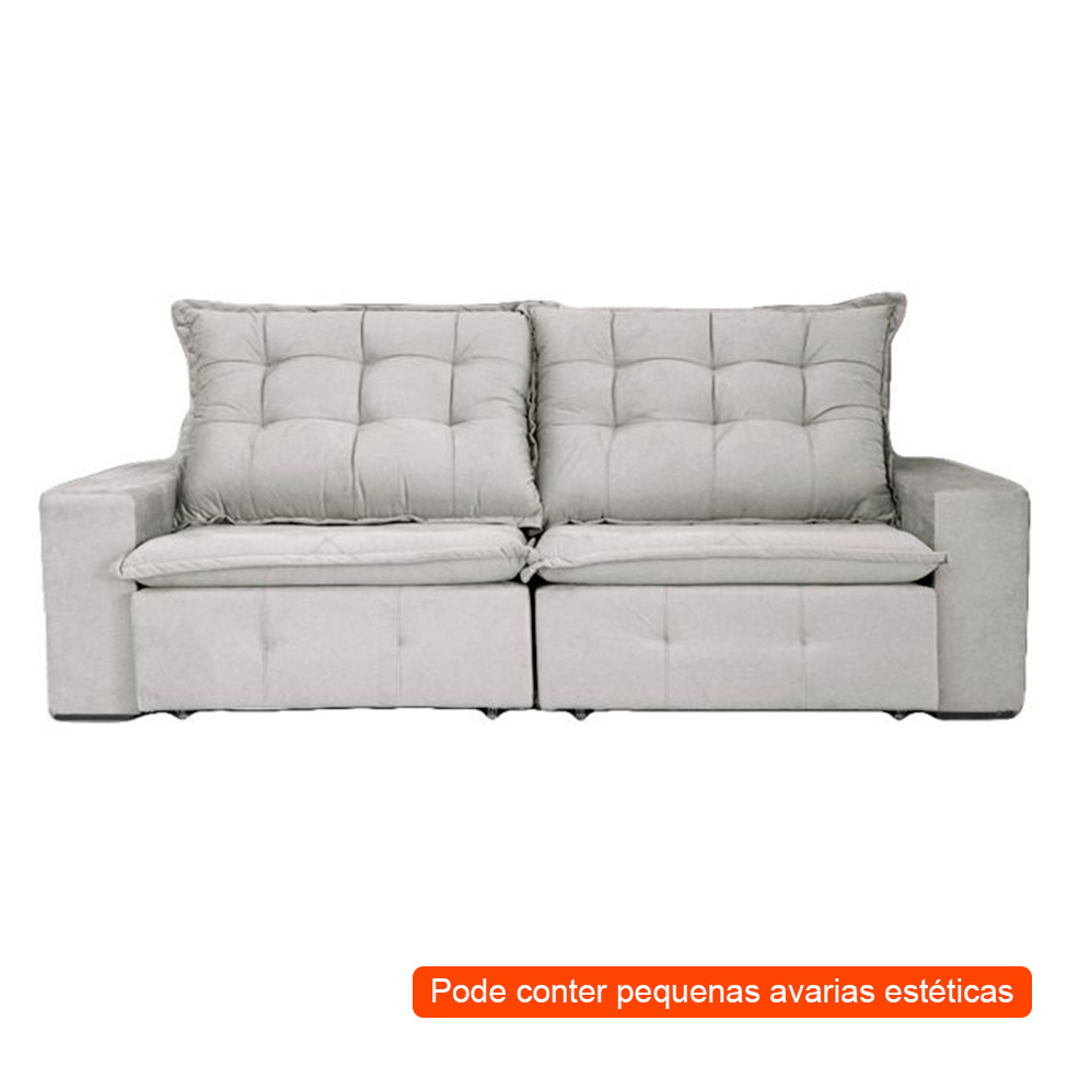 [OUTLET] Sofá 4 Lugares Retrátil e Reclinável França Suede Bege