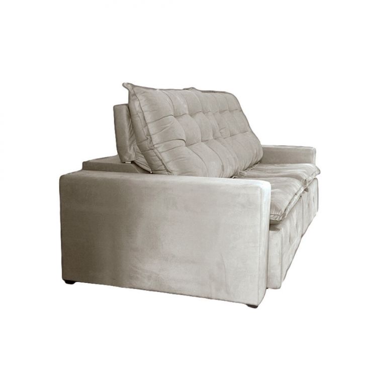 [OUTLET] Sofá 4 Lugares Retrátil e Reclinável França Suede Bege