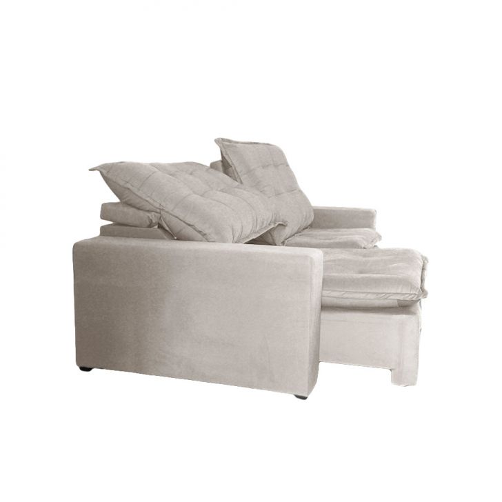 [OUTLET] Sofá 4 Lugares Retrátil e Reclinável França Suede Bege