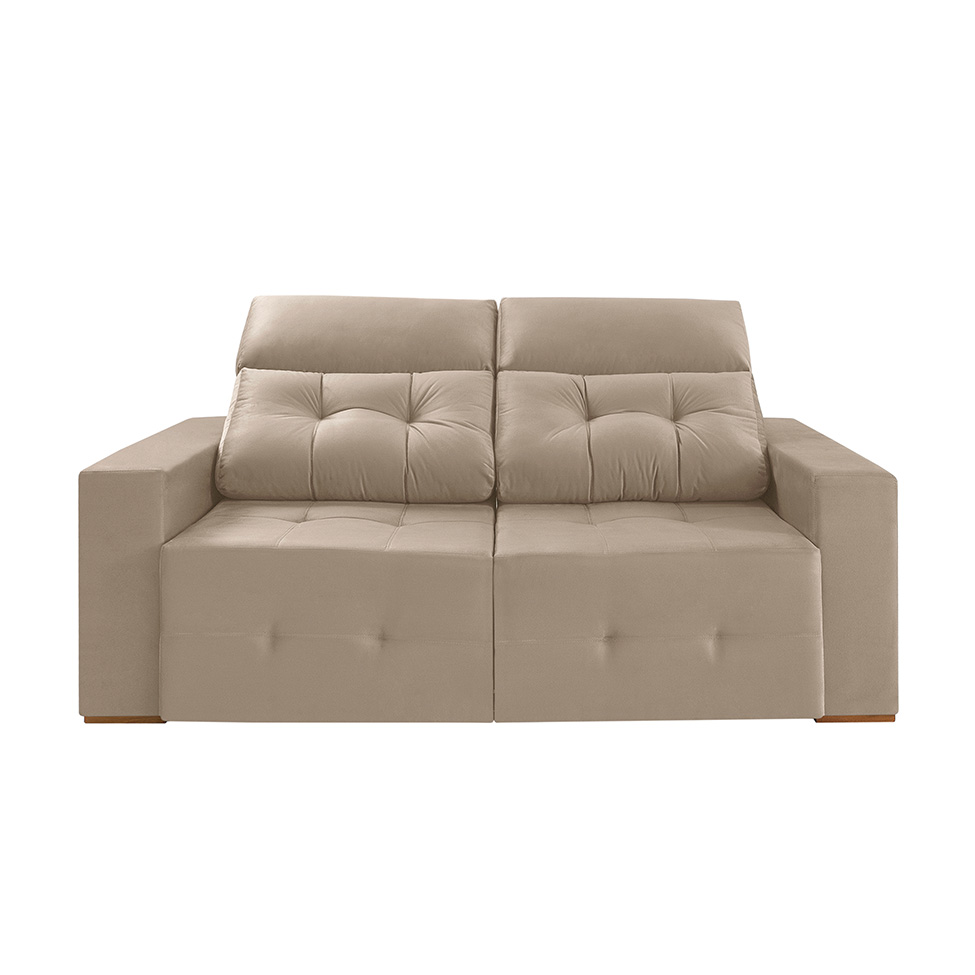 Sofá 3 Lugares Retrátil e Reclinável Roma Suede Bege