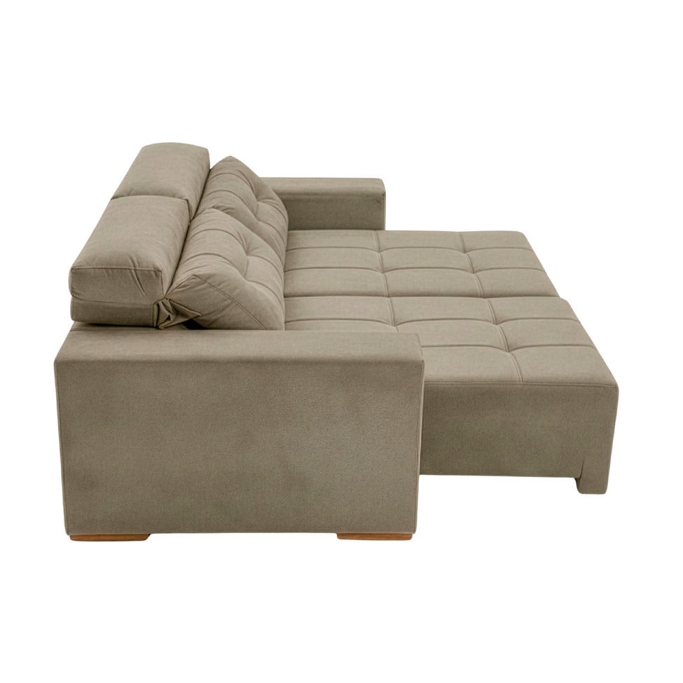 Sofá 3 Lugares Retrátil e Reclinável Roma Suede Bege