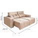 Sofá 3 Lugares Retrátil e Reclinável Roma Suede Bege