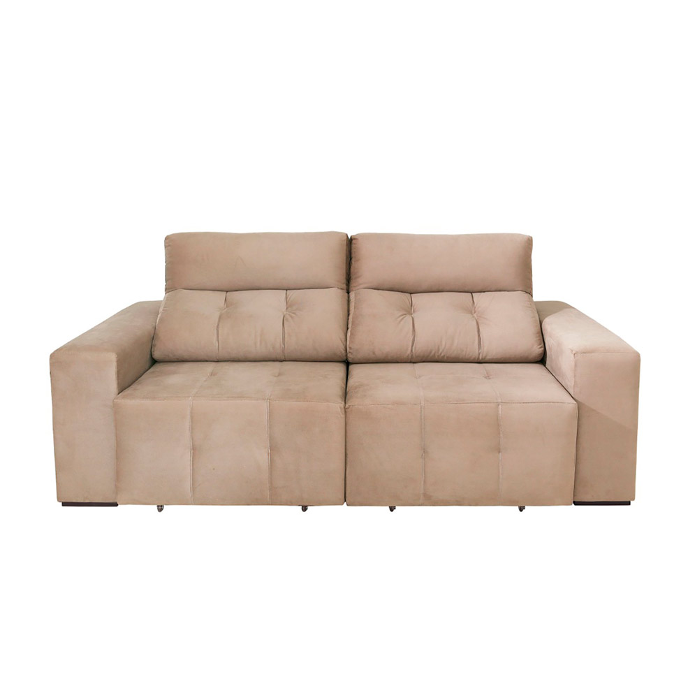 Sofá 3 Lugares Retrátil e Reclinável Roma Suede Bege