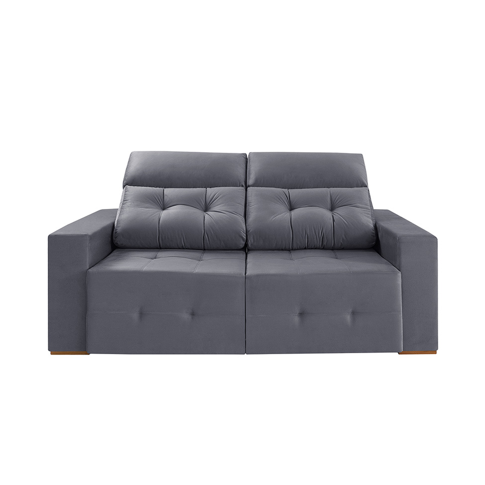 Sofá 3 Lugares Retrátil e Reclinável Roma Suede Cinza