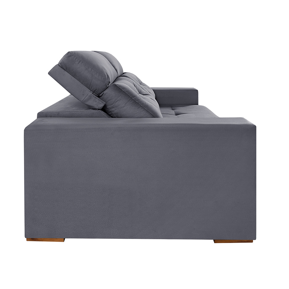 Sofá 3 Lugares Retrátil e Reclinável Roma Suede Cinza