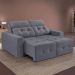 Sofá 3 Lugares Retrátil e Reclinável Roma Suede Cinza