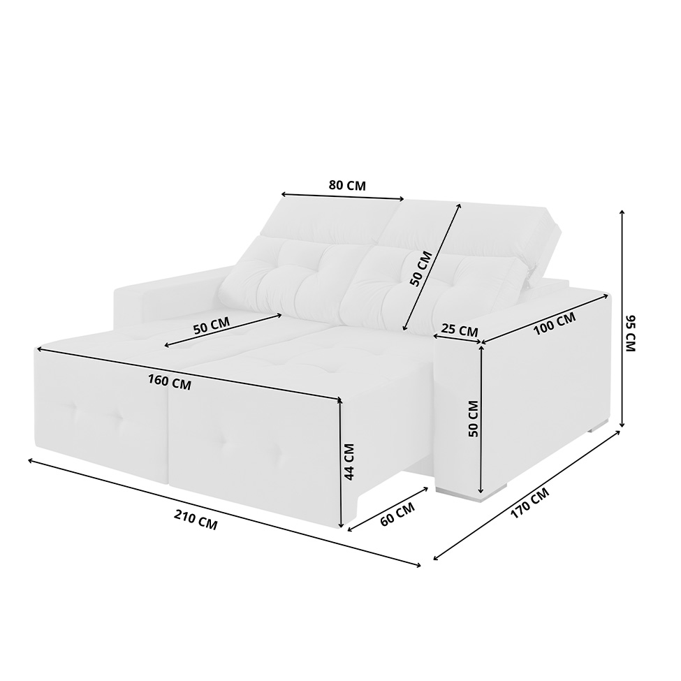 Sofá 3 Lugares Retrátil e Reclinável Roma Suede Cinza