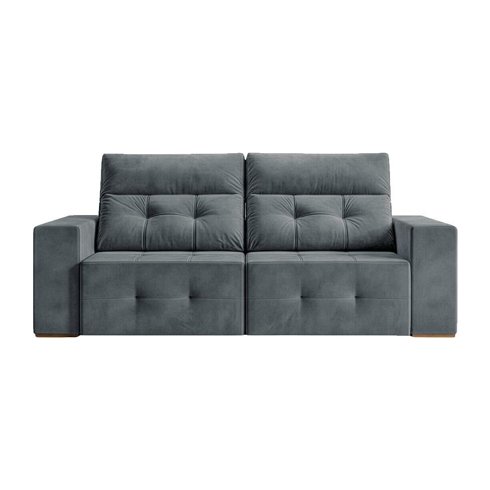 Sofá 3 Lugares Retrátil e Reclinável Roma Suede Cinza