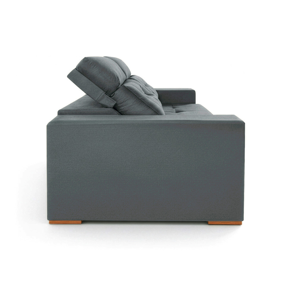 Sofá 3 Lugares Retrátil e Reclinável Roma Suede Cinza