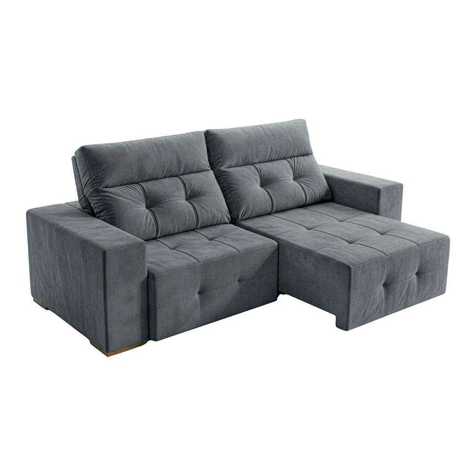 Sofá 3 Lugares Retrátil e Reclinável Roma Suede Cinza