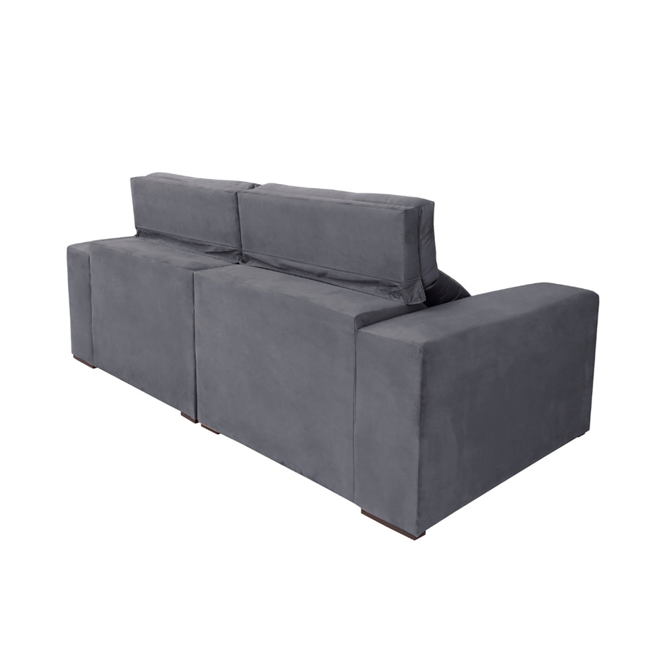 Sofá 3 Lugares Retrátil e Reclinável Roma Suede Cinza