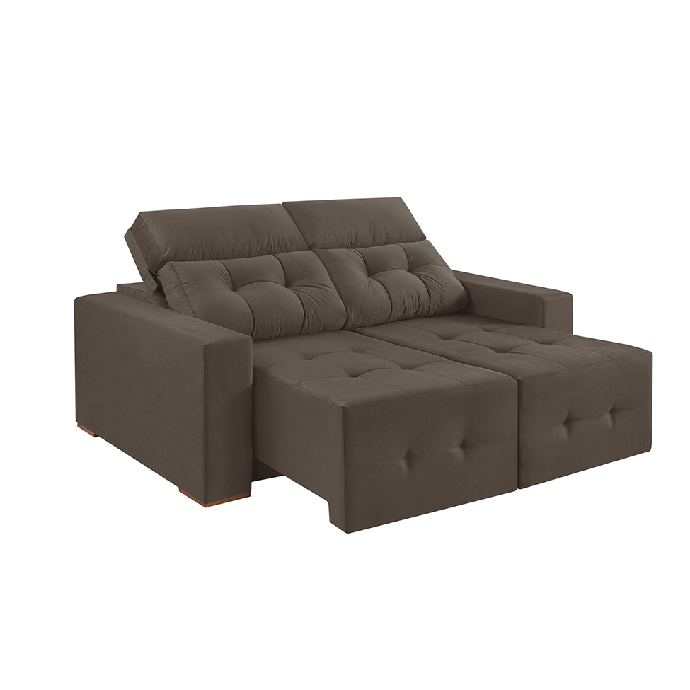 Sofá 3 Lugares Retrátil e Reclinável Roma Suede Marrom