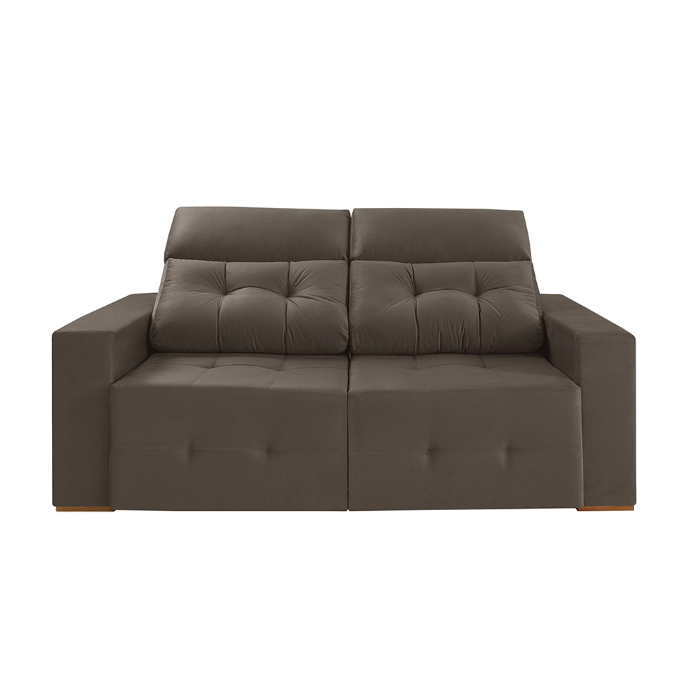 Sofá 3 Lugares Retrátil e Reclinável Roma Suede Marrom
