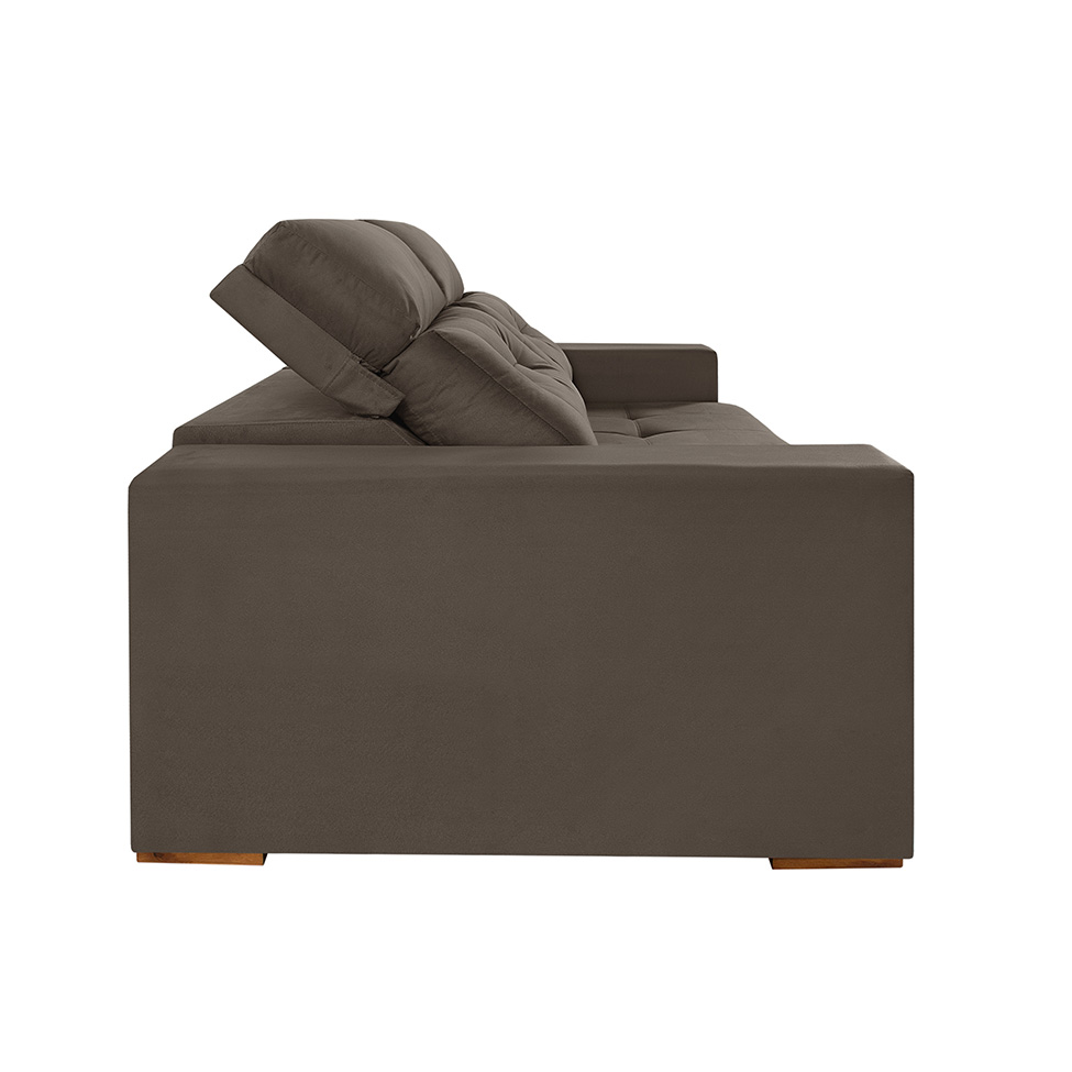 Sofá 3 Lugares Retrátil e Reclinável Roma Suede Marrom