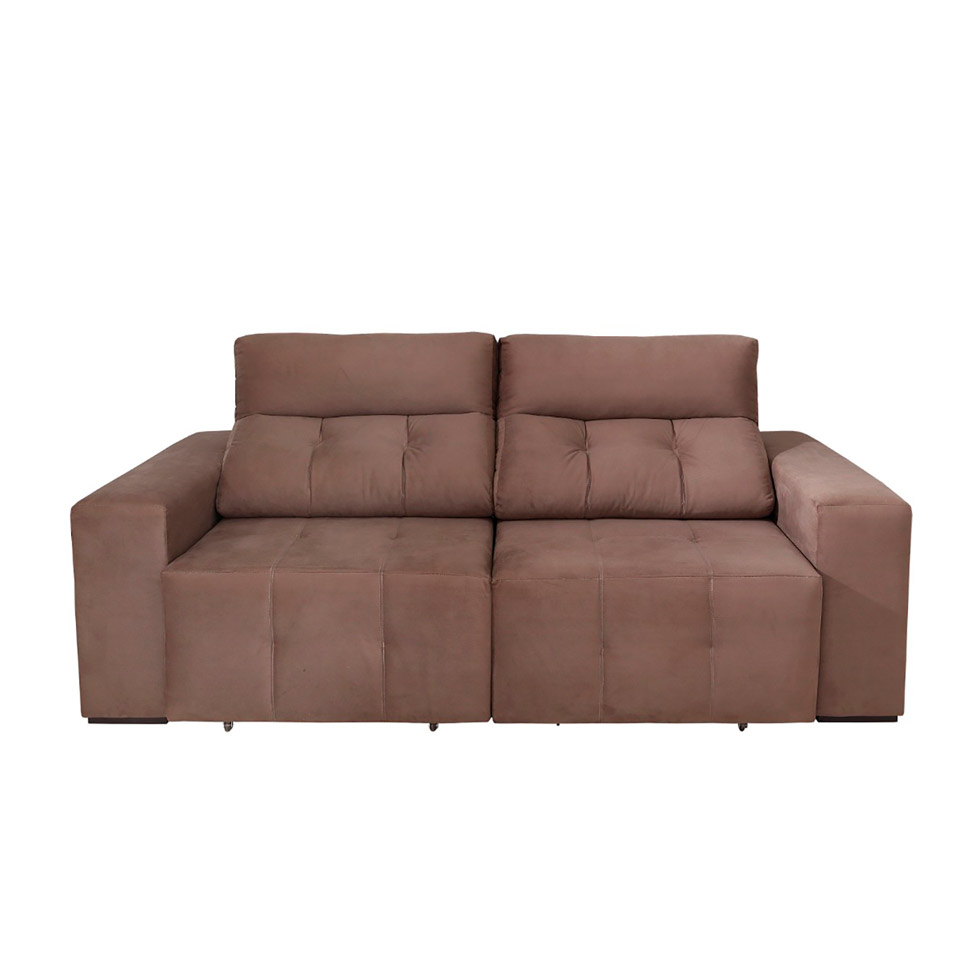 Sofá 3 Lugares Retrátil e Reclinável Roma Suede Marrom