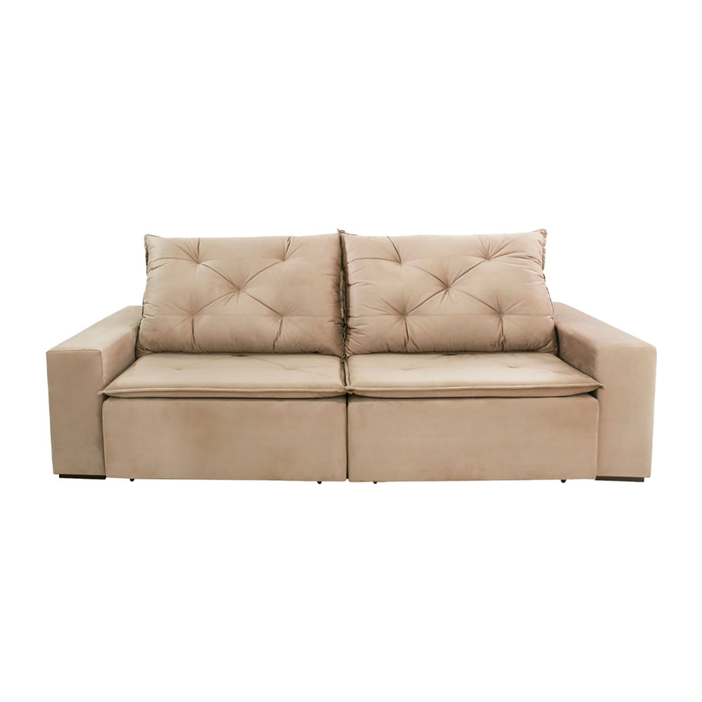 Sofá 4 Lugares Retrátil e Reclinável Barcelona Suede Bege
