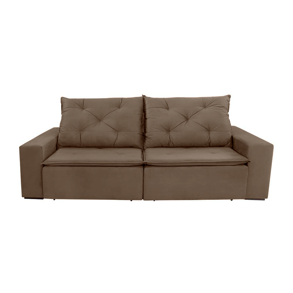Sofá 4 Lugares Retrátil e Reclinável Barcelona Suede Marrom