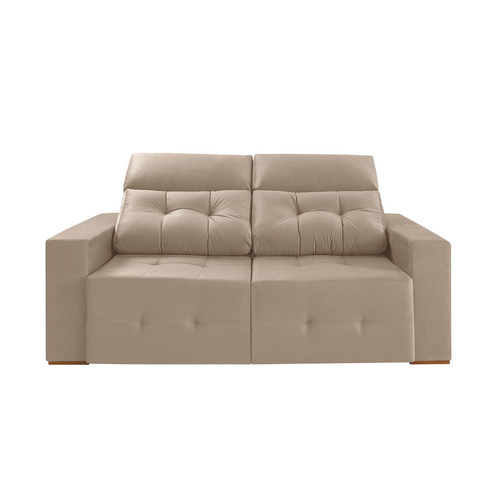 Sofá 4 Lugares Retrátil e Reclinável Roma Suede Bege