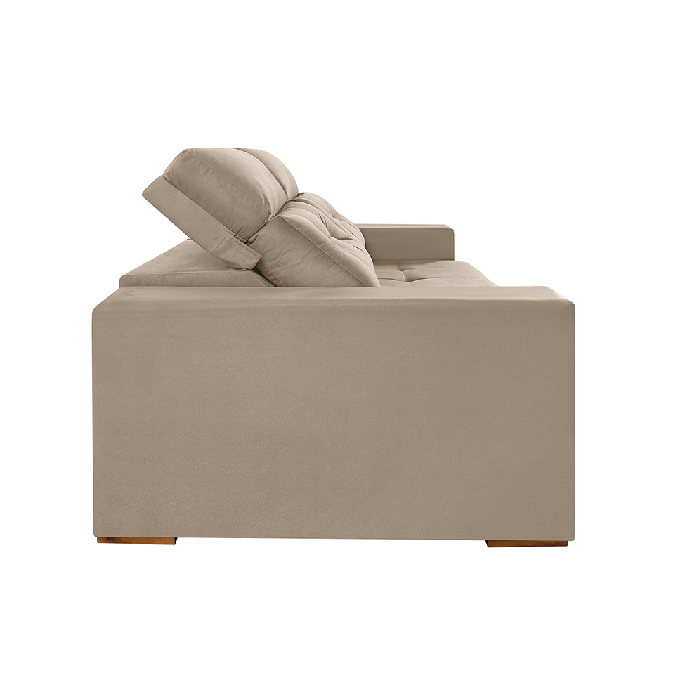 Sofá 4 Lugares Retrátil e Reclinável Roma Suede Bege