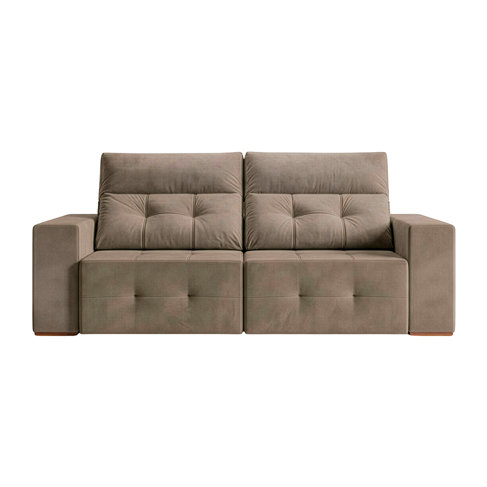 Sofá 4 Lugares Retrátil e Reclinável Roma Suede Bege