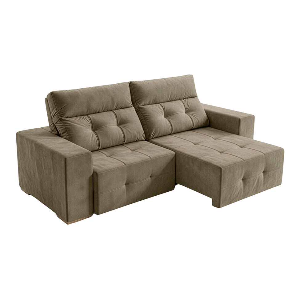 Sofá 4 Lugares Retrátil e Reclinável Roma Suede Bege