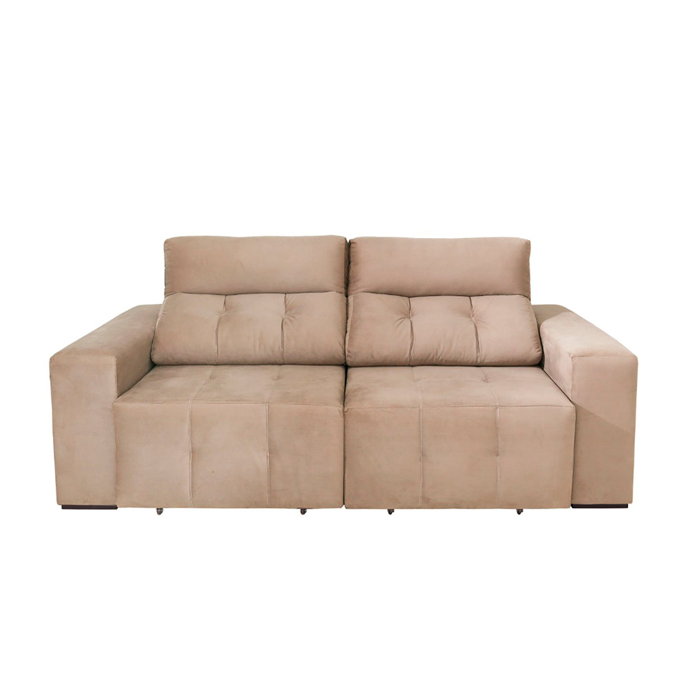 Sofá 4 Lugares Retrátil e Reclinável Roma Suede Bege