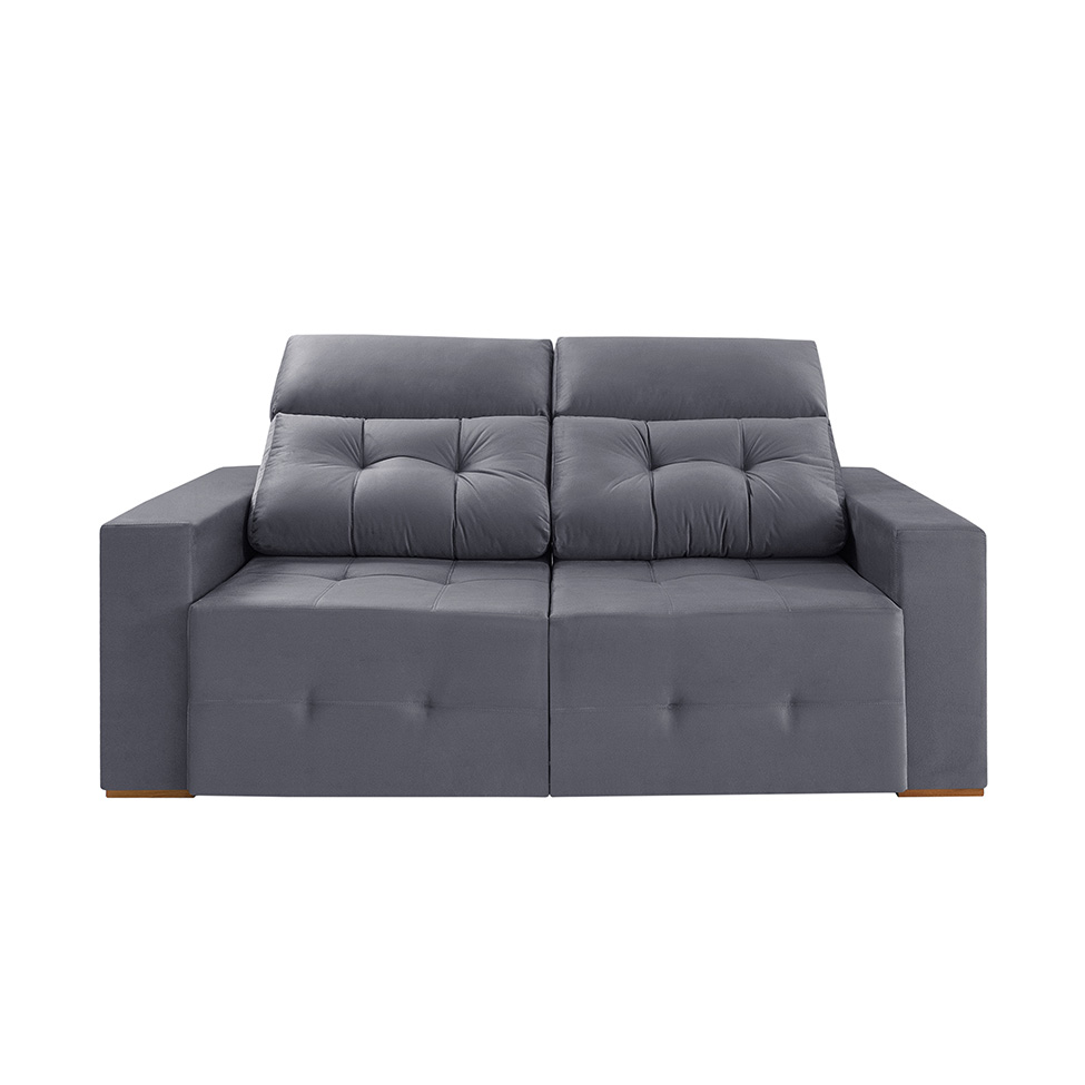 Sofá 4 Lugares Retrátil e Reclinável Roma Suede Cinza
