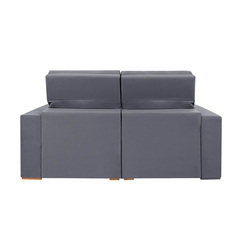 Sofá 4 Lugares Retrátil e Reclinável Roma Suede Cinza