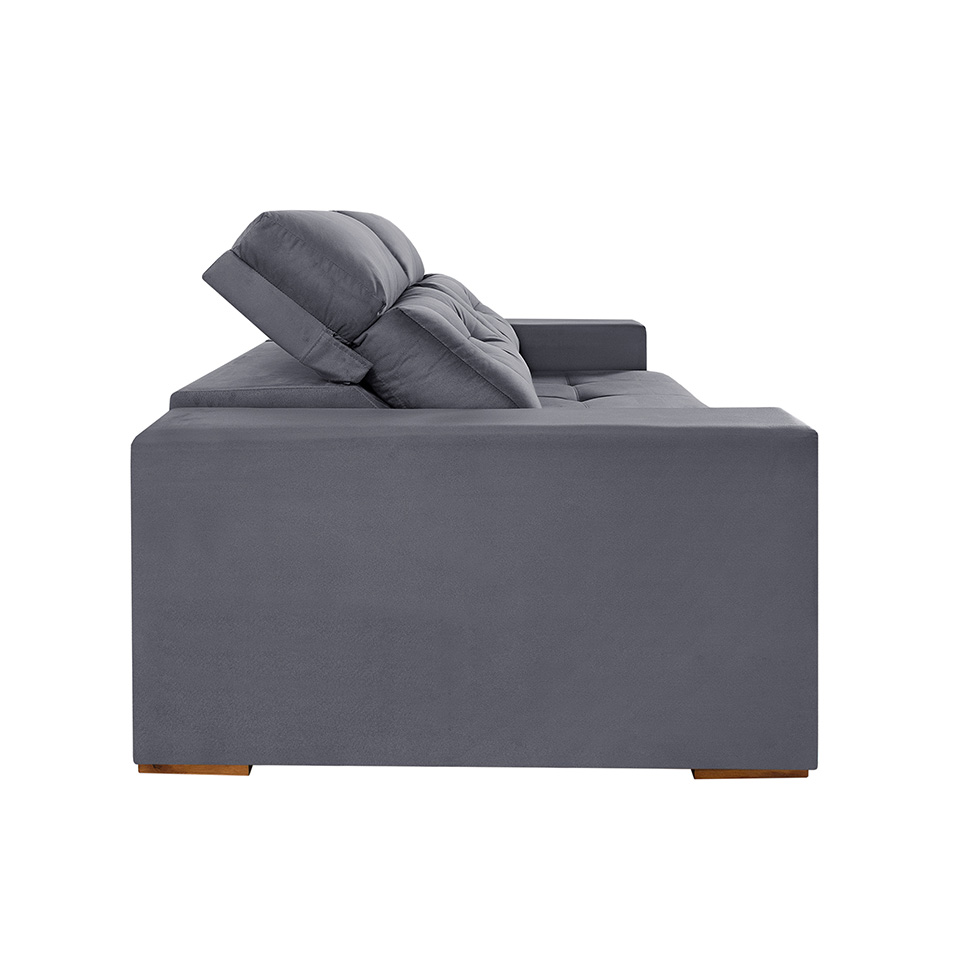 Sofá 4 Lugares Retrátil e Reclinável Roma Suede Cinza