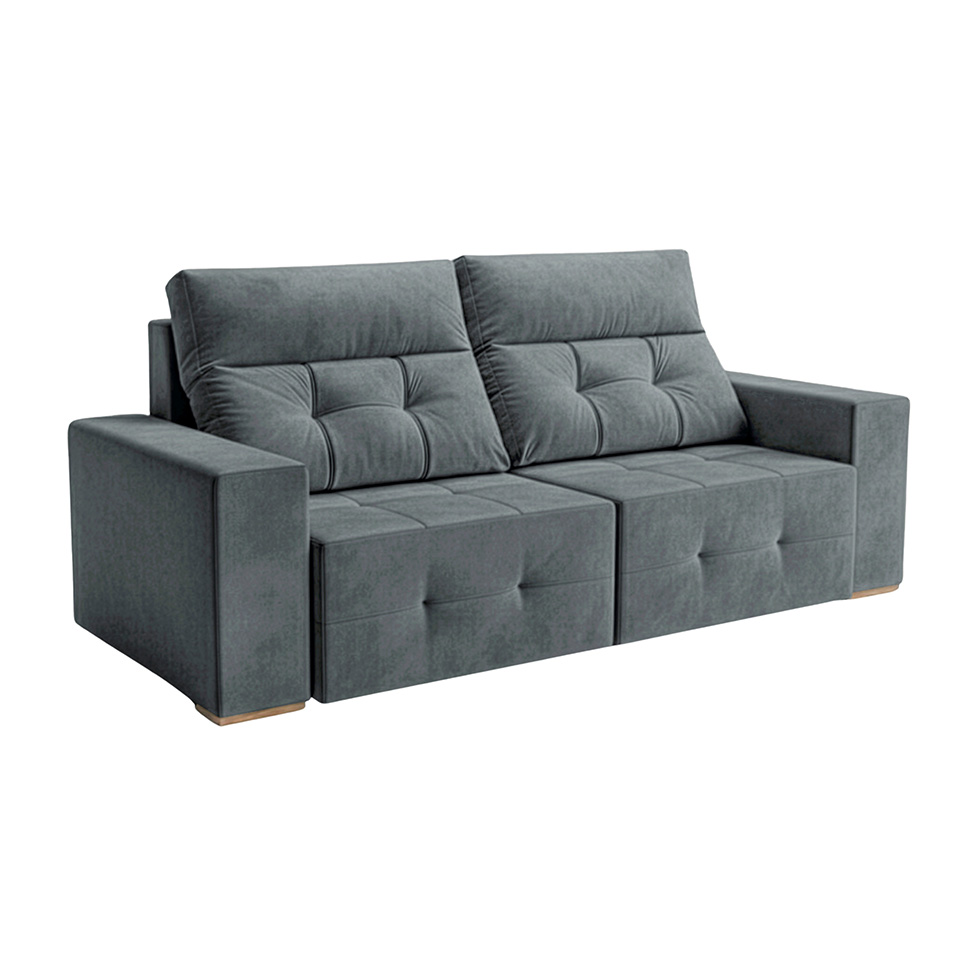 Sofá 4 Lugares Retrátil e Reclinável Roma Suede Cinza